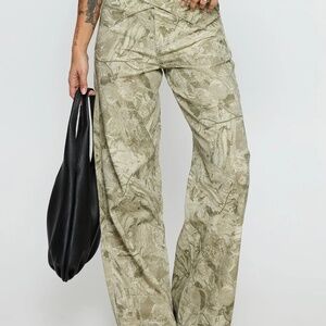 Princess Polly Mckinley Mid Rise Wide Leg Jeans Camouflage Size 0
